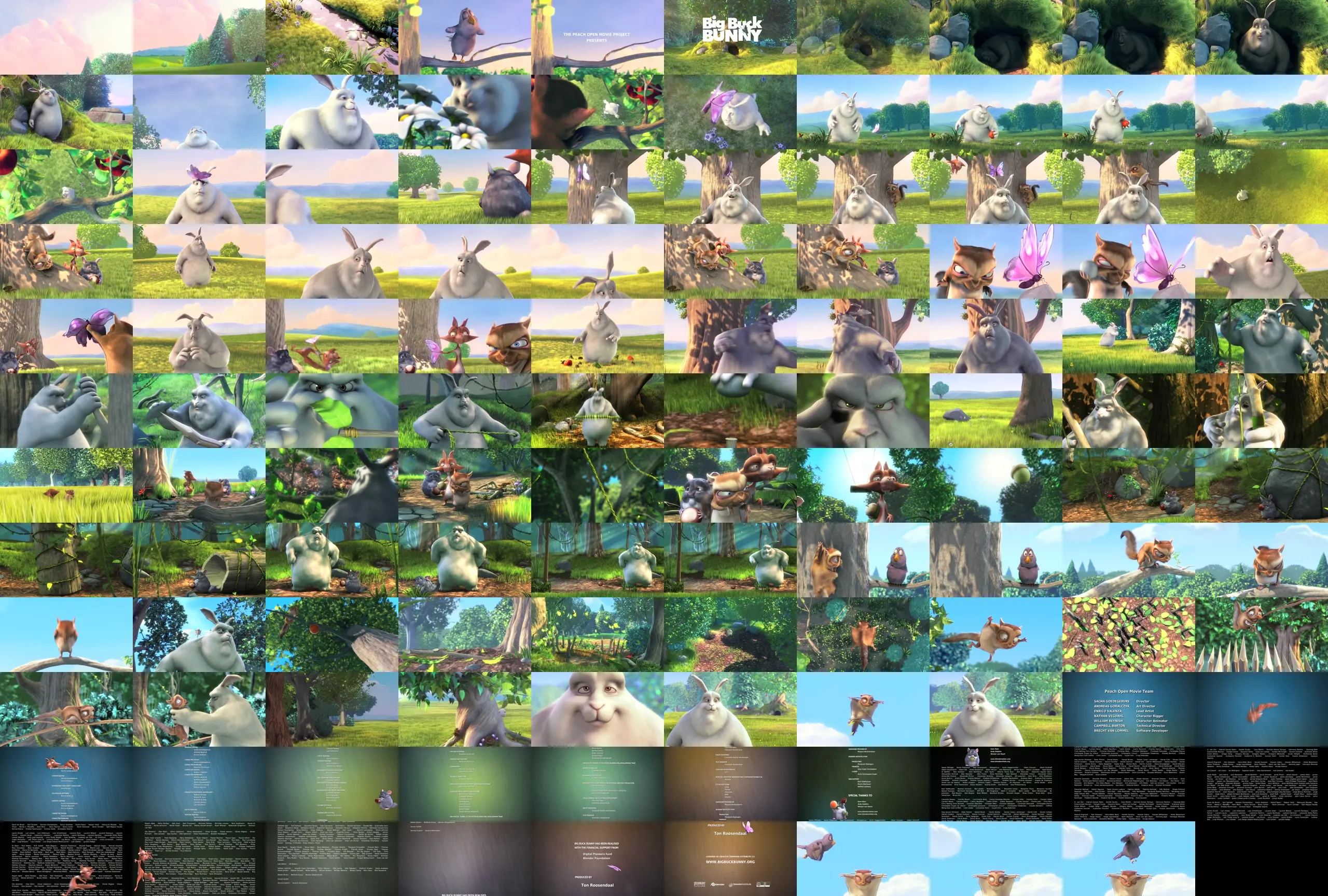 image sprite of Big Buck Bunny with stills from the movie with a 5 second interval